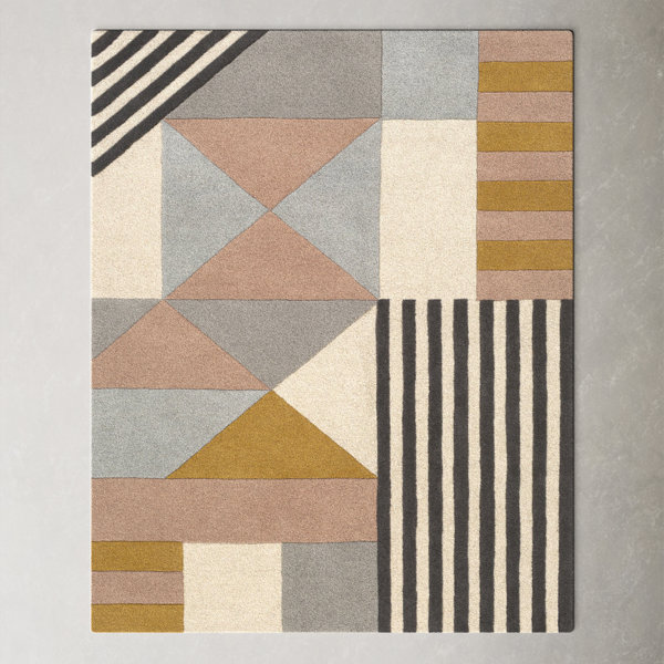 AllModern Laureate Handmade Hand Tufted Wool Light Beige/Light Slate